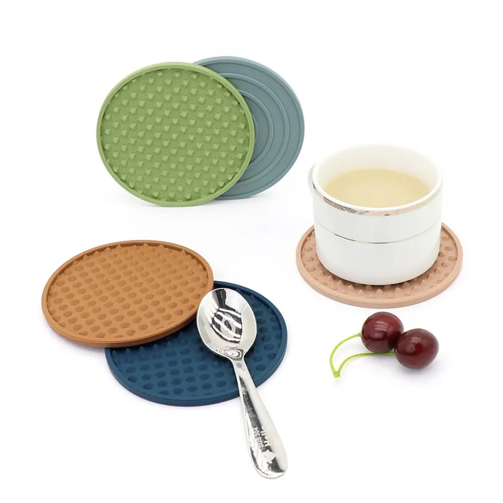 Kitchen Round Silicone Coaster Multi function Soft Thickened Anti skid  Double Sided Use Coffee Cup Tea Cup Mat| | - AliExpress