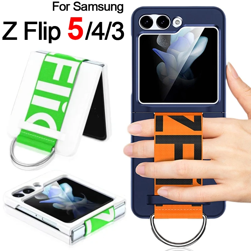 Per Samsung Galaxy Z Flip 5 4 3 Custodia Fashion Wristband Ring Cover Protettiva Pieghevole Per Z Flip4 3 Flip5 Custodia Con Cinturino Di Alta Qualità