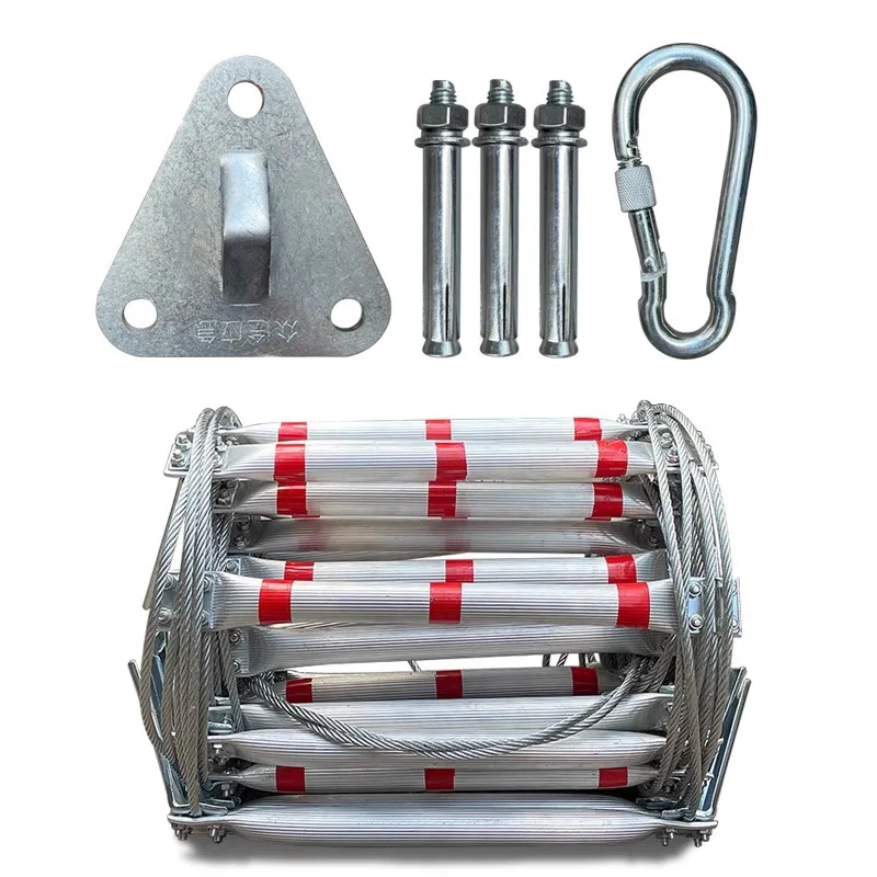 3M Aluminum alloy soft ladder Steel wire rope Fireproof and wear-resistant climbing ladder Engineering High-rise rescue