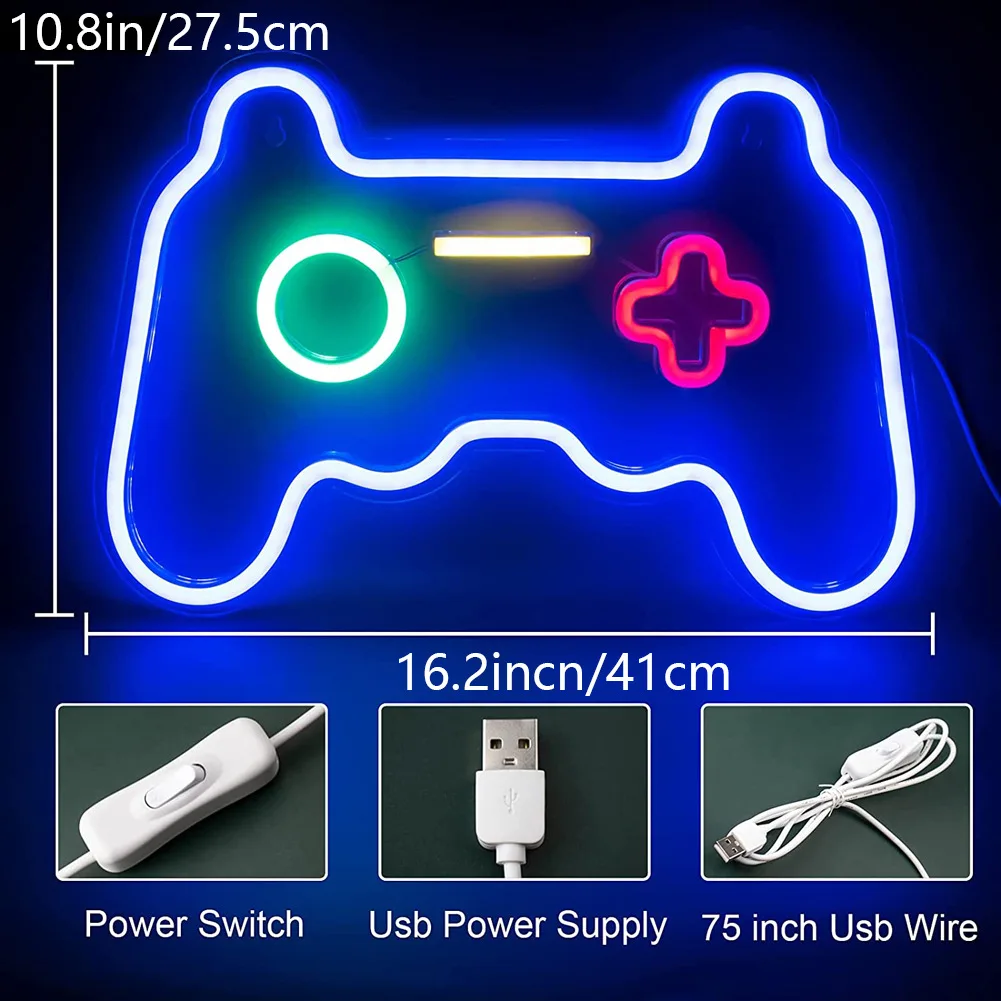 Luzes decorativas do jogo do néon, sinal do ícone, controle do jogo do PS4,  boas vibrações, jogo do cogumelo, suspensão da parede, barra, decoração  Home - AliExpress