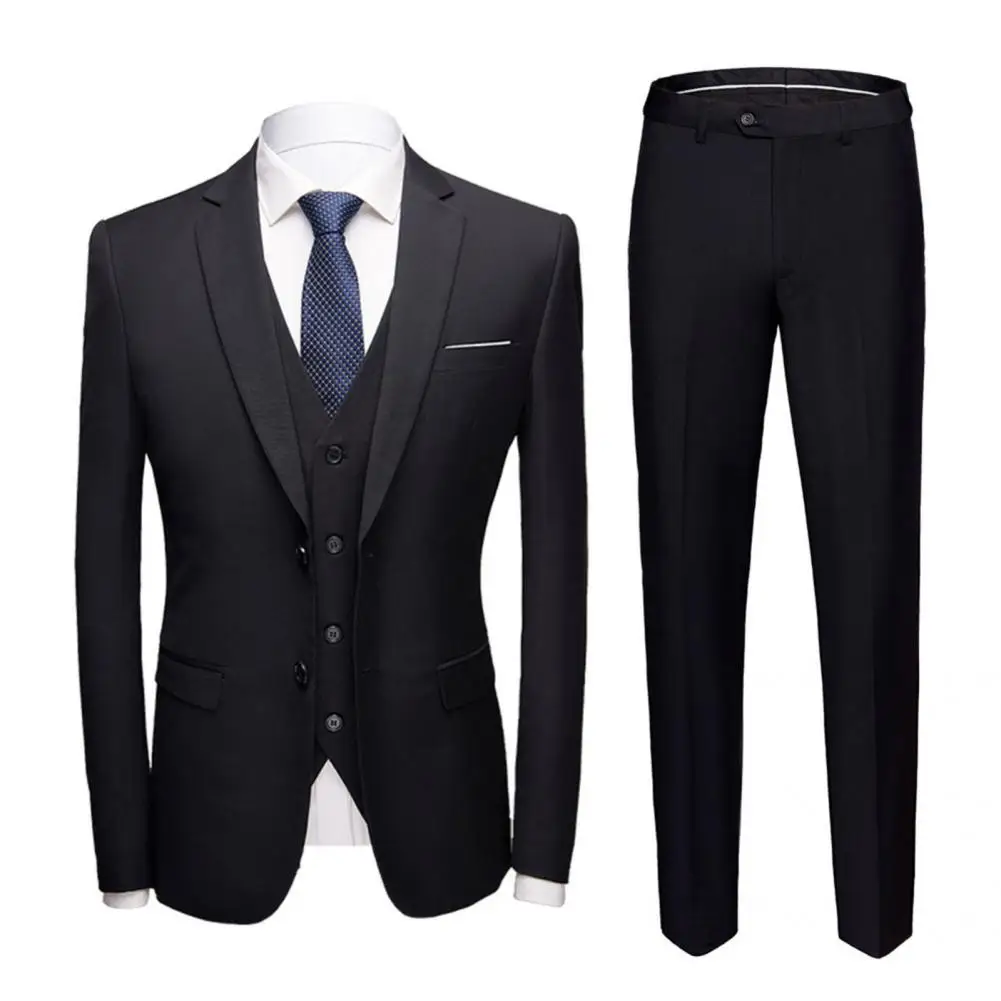 

Great Men Suit Pockets Slim Fit Formal Suit Separates 3 Piece Set Plus Size Formal Suit for Groom