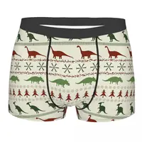 Christmas Green Man's Boxer Briefs Dinosaurs Breathable Funny Underwear High Quality Print Shorts Gift Idea 1