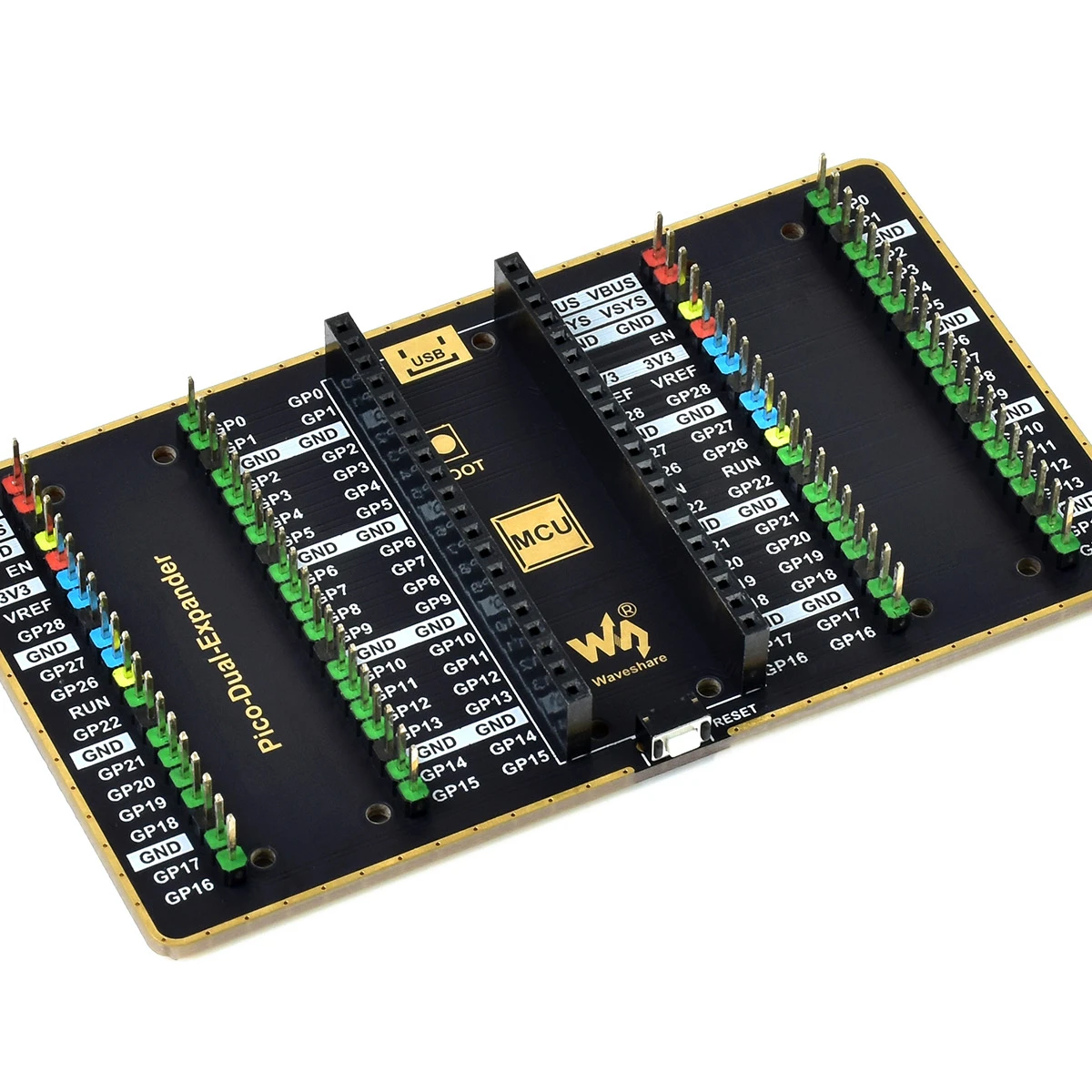 Waveshare Dual Gpio Expander For Raspberry Pi Pico Two Sets Of Male Headers