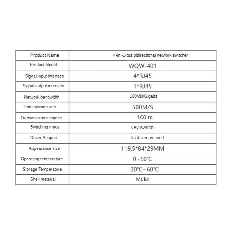 A29F-4 In 1 Out 100/1000Mbps 미니 기가비트 네트워크 스위치 5 포트 이더넷 스위치 인터넷 분배기 데스크탑 RJ45 네트워크 스위치