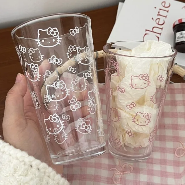 Mignon verre à eau en verre avec motif de chat kawaii, design attrayant, verre transparent pour femmes et adolescentes, cadeau pour un usage quotidien 1