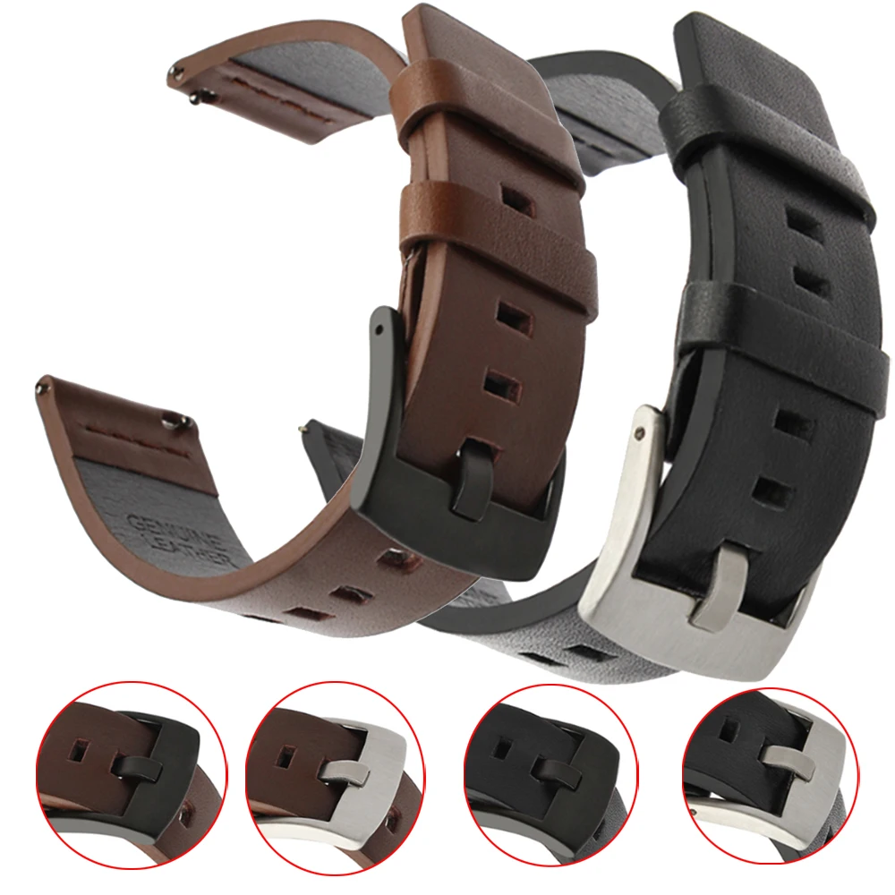 Premium 22mm Leather Watch Band - Elegant Wrist Bracelet