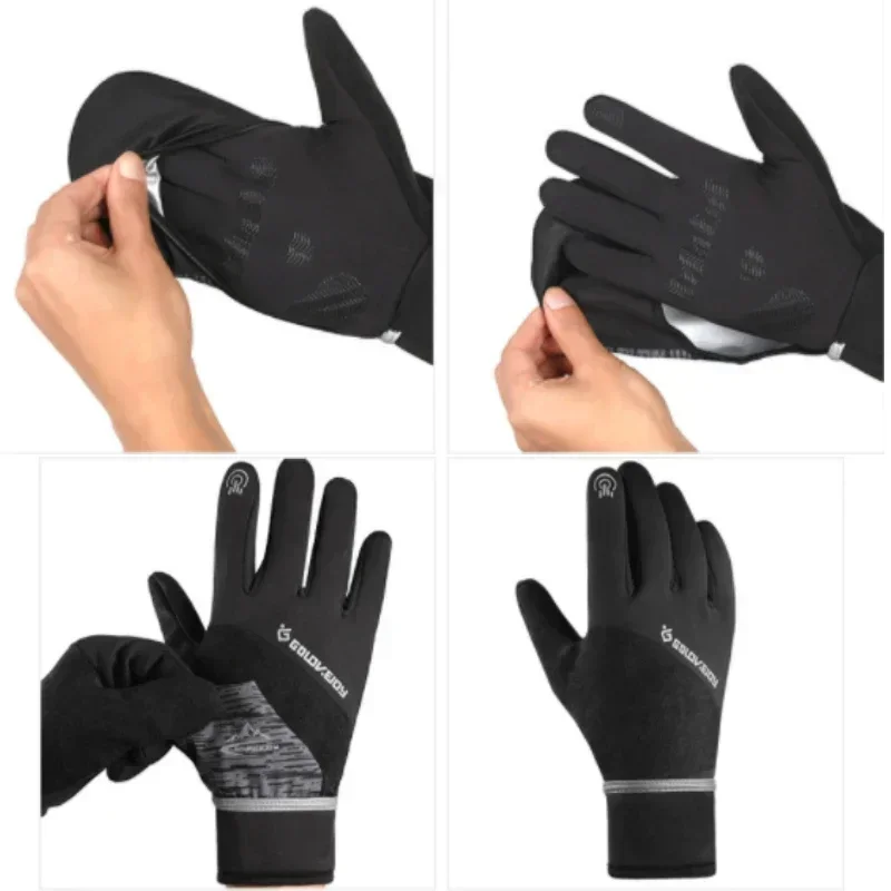 2 in 1 Winter Warm Reflective Cycling Camping Fishing Gloves Sport Touch Screen Non-slip Windproof Snowboard Skiing Loose Gloves