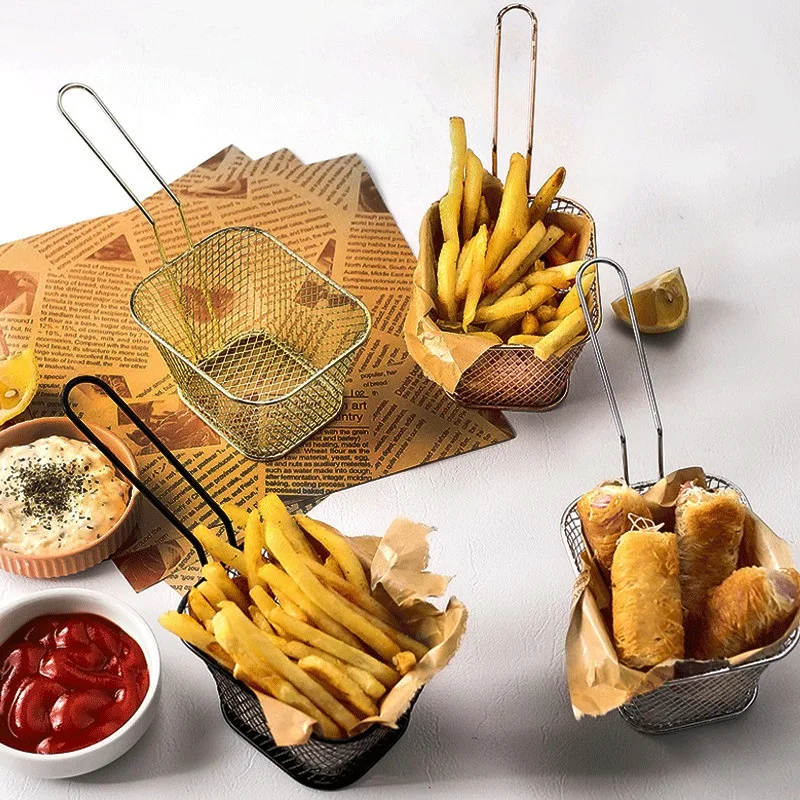 

Rust Steel French Fry Basket Oil Drain Frying Basket Fried Chicken Basket Milk Tea Shop Snack Shop Catering Household Use 바스켓