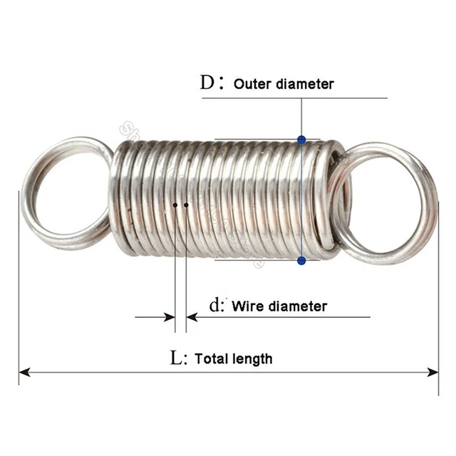 10x Spannfedern Edelstahl 304 - Zugfedern Mit Haken 50mm, Ø8mm