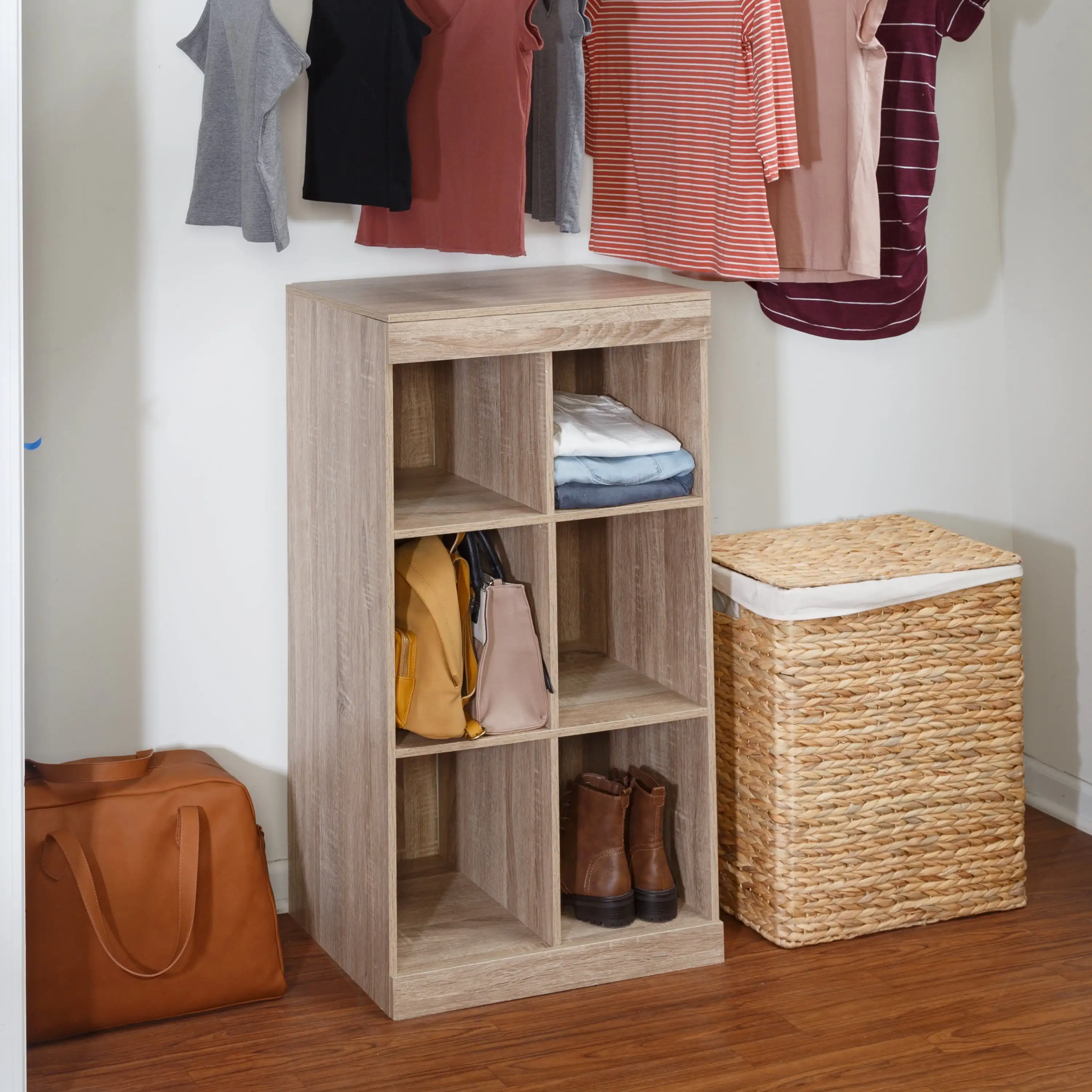 

Honey-Can-Do Wood 6-Compartment Cube Organizer, Oak
