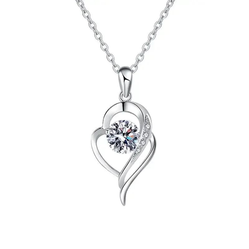 Pendant Necklace 1 Carat Moissanite for Women Party 925 Sterling Silver Diamond Chain Necklaces