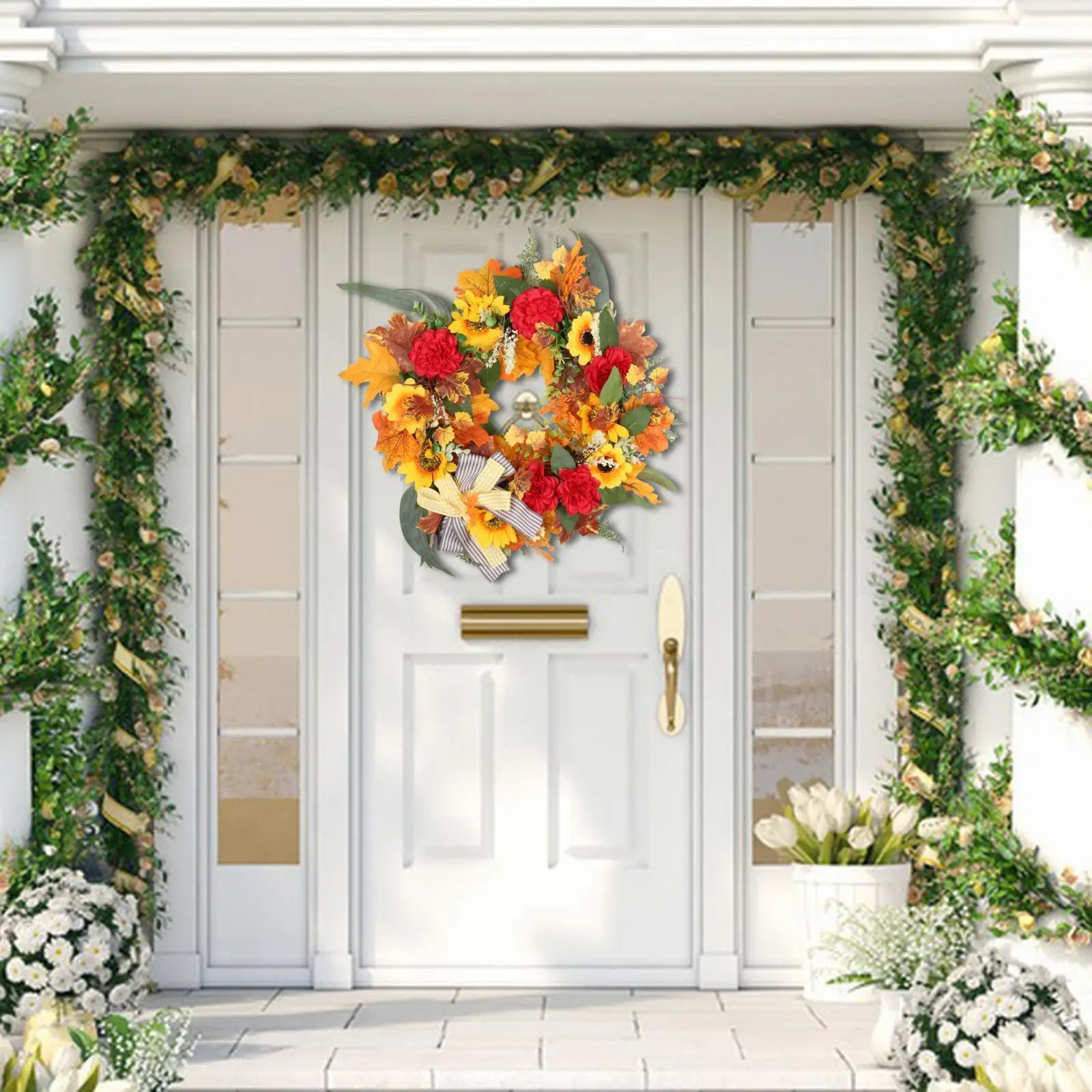 

Fall Wreath Home Decor Hanging Garland 45cm Autumn Wreath for Front Door for Thanksgiving Porch Halloween Wall Christmas