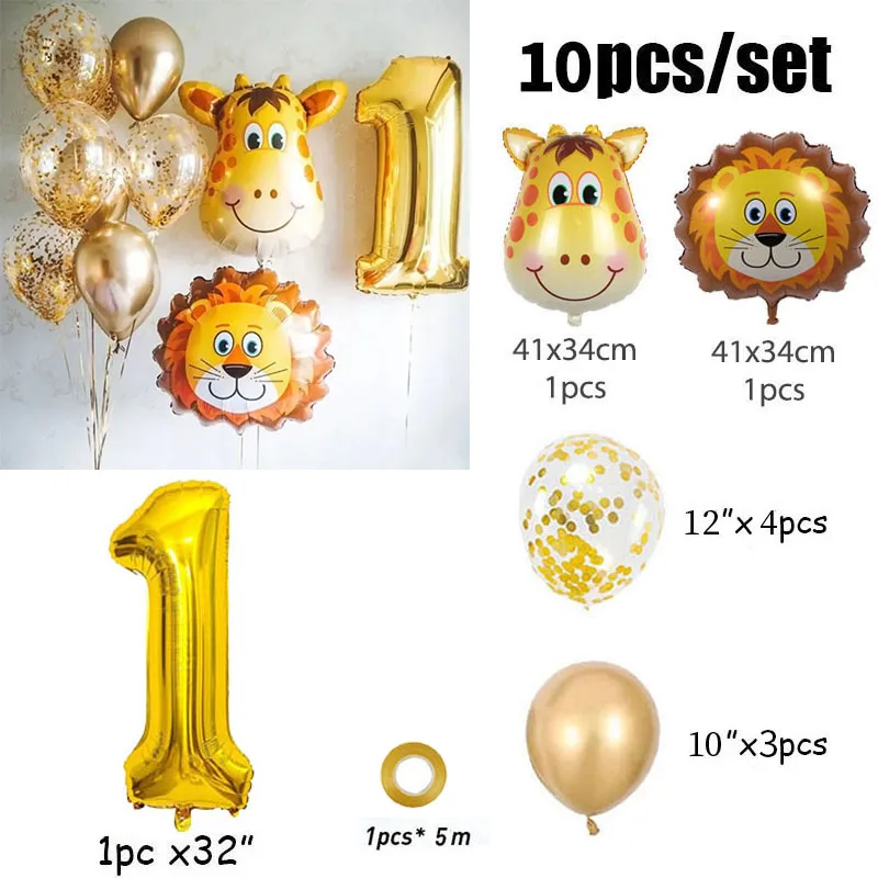 Palloncini animali safari con decorazioni adesive e bacchette
