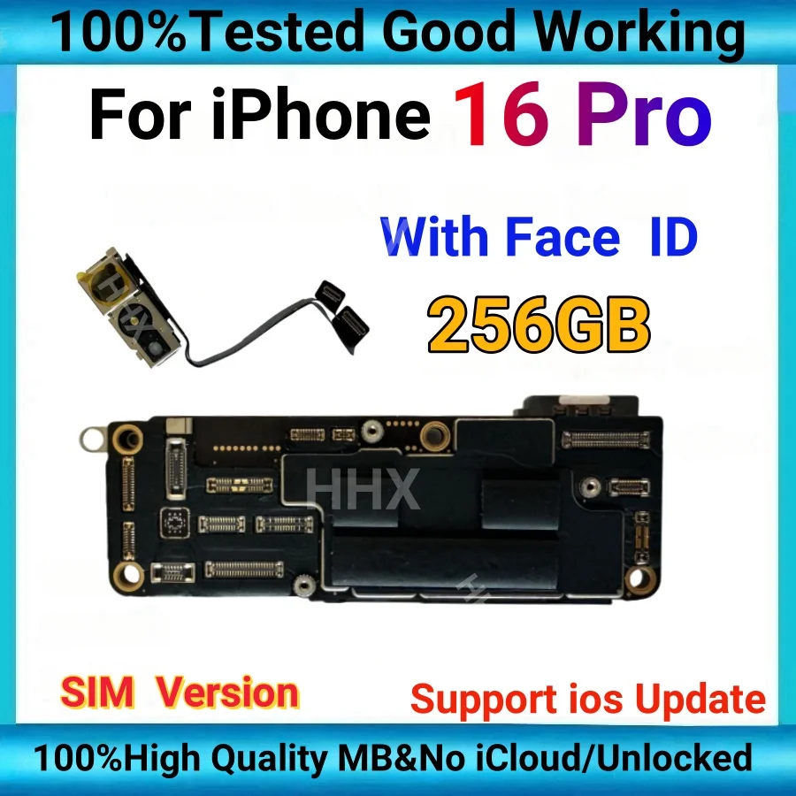For iPhone 16 Pro 100% Unlocked Motherboard With Face ID