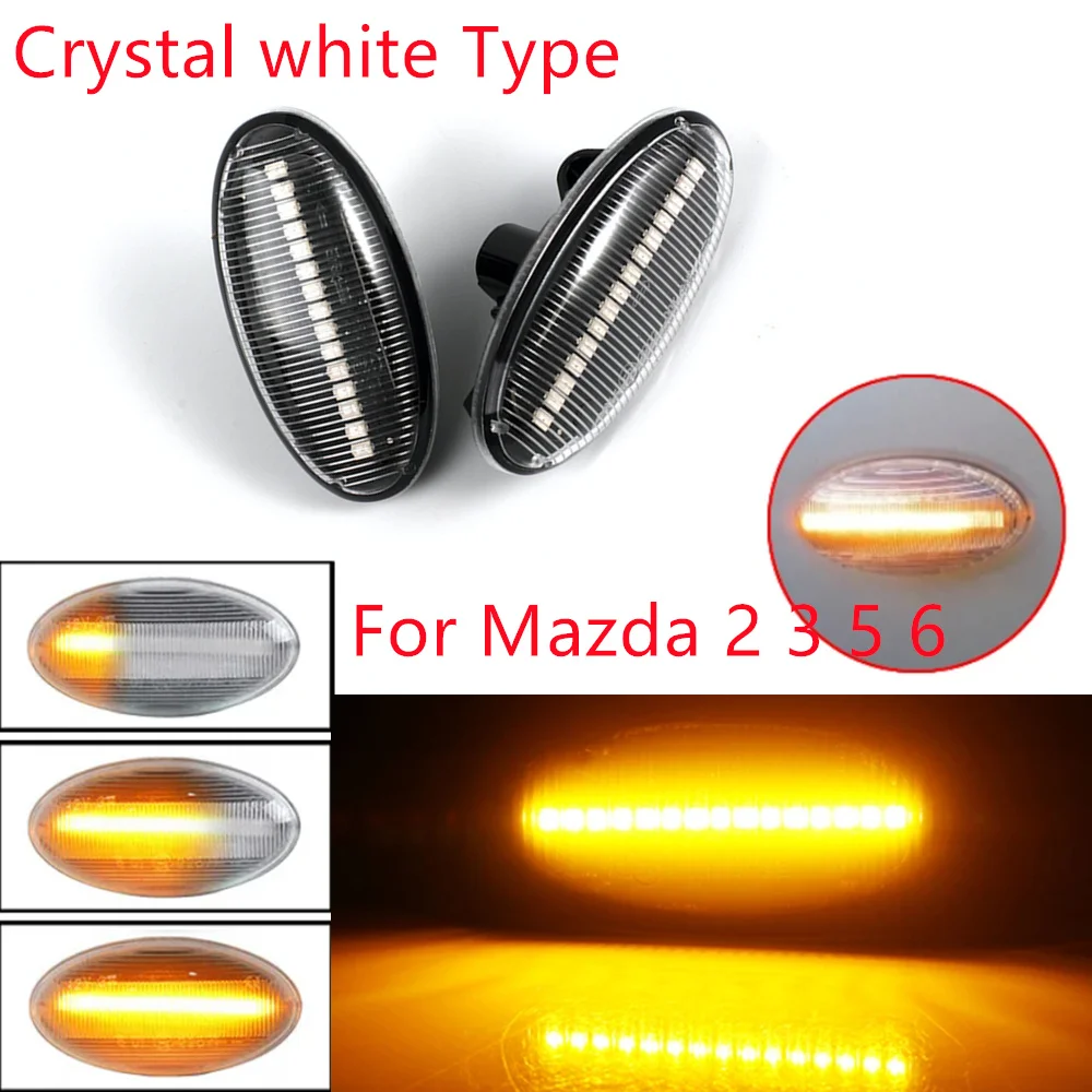 

2pcs LED Dynamic Turn Signal Side Marker Light Sequential Blinker Lamp For Mazda 2 For Mazda 3 5 6 BT-50 MPV II