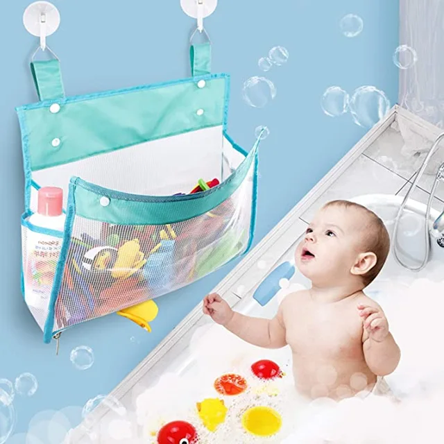 Organizador de juguetes de baño para bebés, bolsa de malla de almacenamiento de juguetes para niños, bolsa de malla montada en la pared, organizadora de juguetes para dormitorio