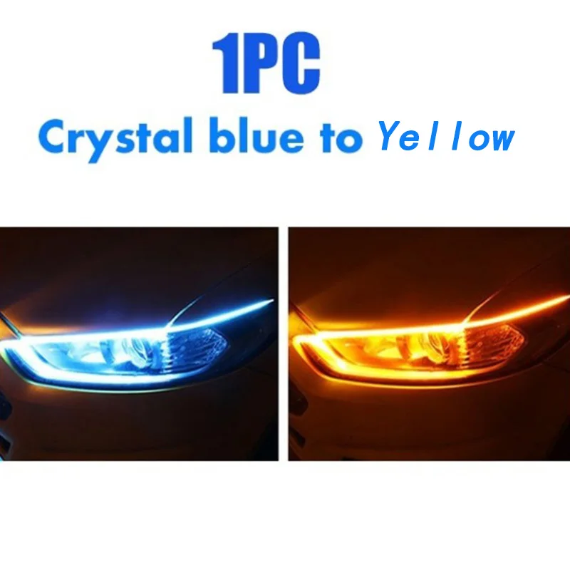 ตัวเลือกสินค้า ไฟหน้ารถยนต์ LED 12V ยืดหยุ่น กันน้ำ Auto DRL สีขาว เบรคเหลือง