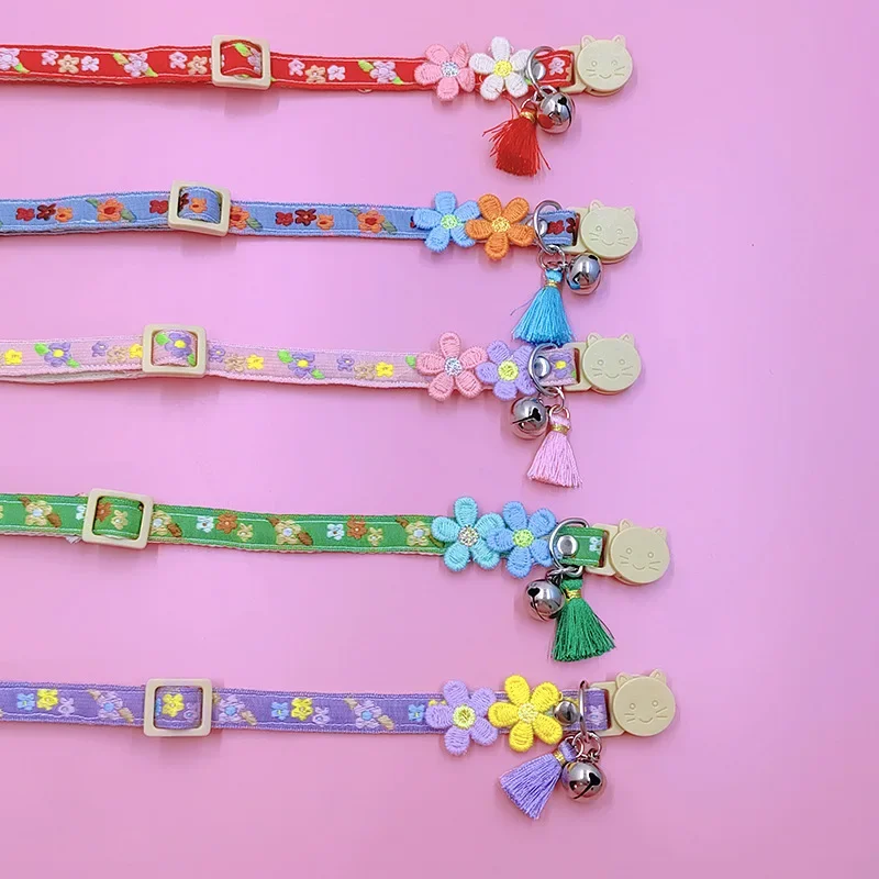 Cute Pet Collar,adjustable Cat Collars with Flower Tassel Decoration, Safety Buckle Bell To Prevent Lost Cat Collar,pet Supplies 4