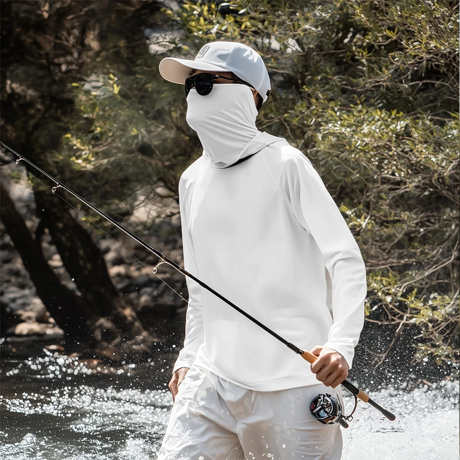 남성용 여름 퀵 드라이 긴팔 티셔츠 자외선 차단 후드탑 (낚시, 피트니스, 스포..