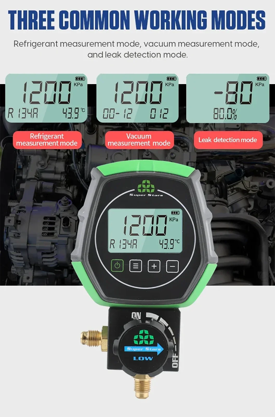 New Electronic Fluoride Gauge Digital Display Manifold Tester Refrigerant Vacuum