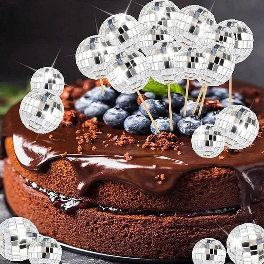12 Mini Decorazioni Per Torta A Sfera Discoteca - Miste 2.3-5cm, Per Feste Anni '70, Compleanni E Addobbi Natalizi