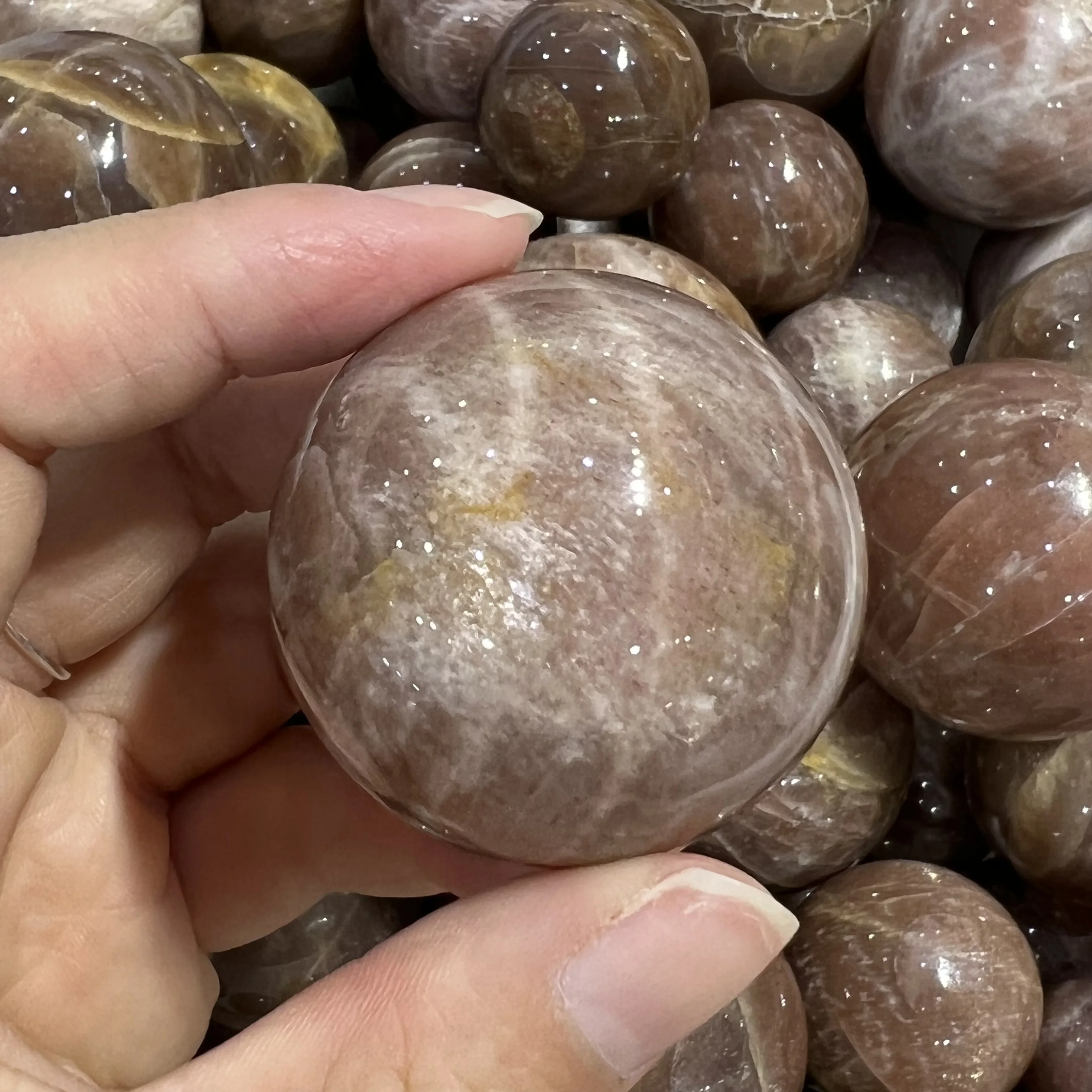 Natural Golden Sun Stone Sphere Quartz Crystal Magic Ball Healing Reiki Rock Stone Collectibles Without Base 6
