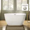 48" Contemporary Acrylic Freestanding Bathtub Soaking Tub Non-Slip Design White(Brushed Nickel Drain/Overflow Kit Included 2
