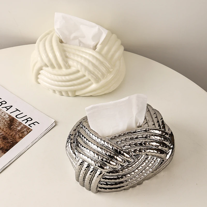 

Retro Ceramic Tissue Box High-end Light Luxury Living Room Coffee Table Home Desktop Decoration Ceramic Tissue Box