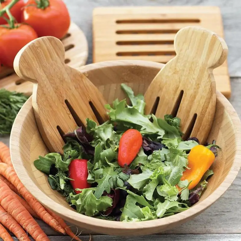 Wood Salad Server 2pcs Wooden Salad Claws For Serving Creative Kitchen Tool With Smooth Surfaces Hand Grinding Hand For