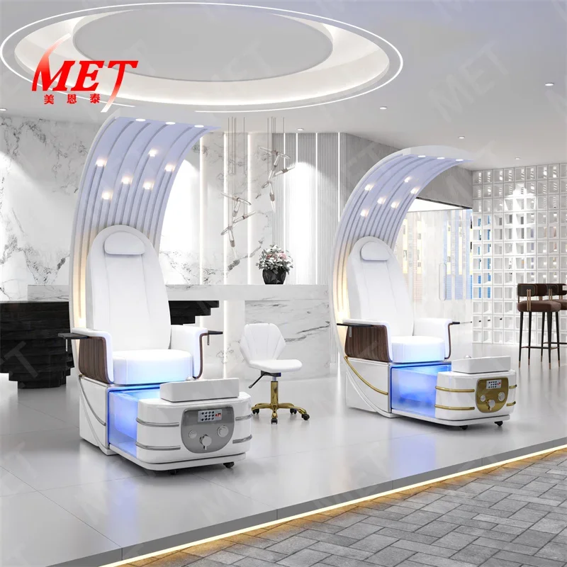 Unique Nail Salon Creative Design Manicure Moon Shaped Pedicure Chair Modern Electric Foot Spa Chair 2