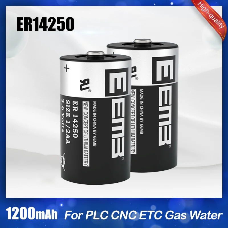 2PCS ER14250 14250 1/2 AA Battery 1200mAh 3.6V Non-rechargeable Lithium Battery For ETC PLC CNC Machine Tool Gas Water Meter lithium battery disposable battery