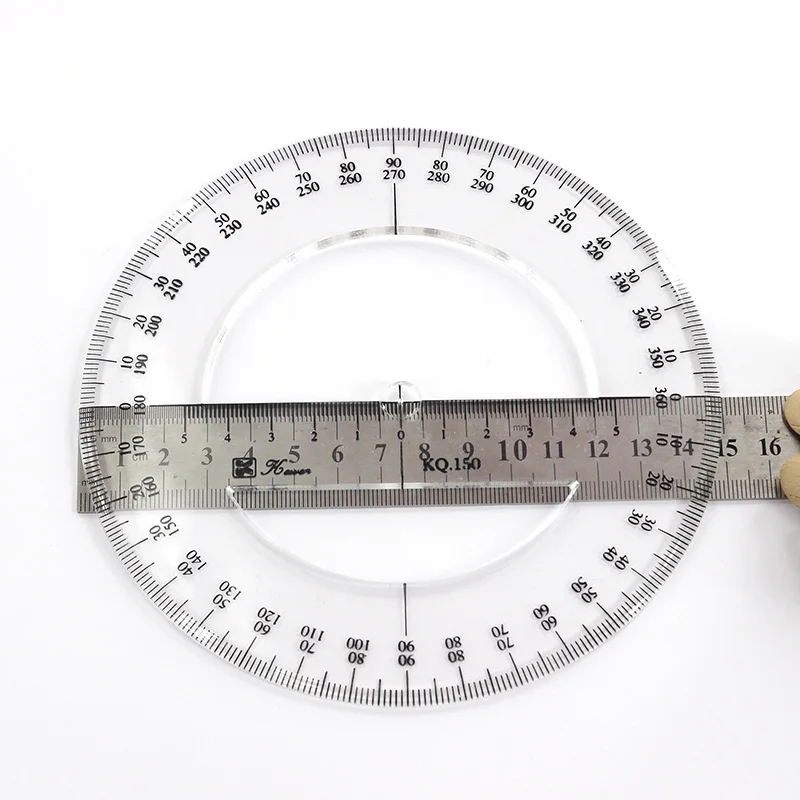 15cm 5.9 in diameter 360 degree thickness measuring angle ruler round ruler accurate mathematical round template digital angle gauge plastic protractor ruler