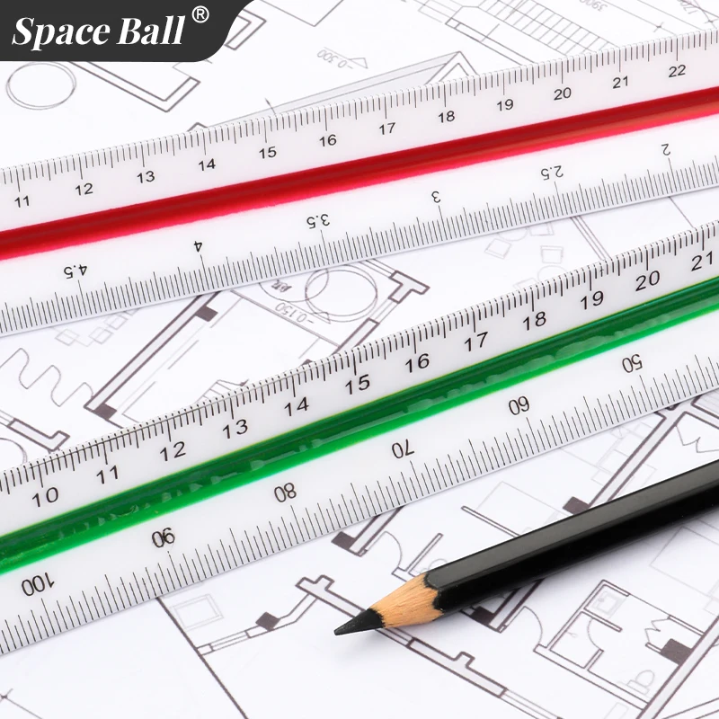 Triangular Ruler Space Ball Multi-functional Triangular Ruler Student Stationery 12.5/30cm Drafting Tool Scale Ruler Architect Technical