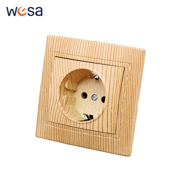 สีไม้พลาสติกปลั๊กไฟฟ้าสารหน่วงไฟพร้อมปลั๊กกราวด์ซ็อกเก็ตมาตรฐาน EU 250V Classic Power Sockets ซ็อกเก็ต AC 1