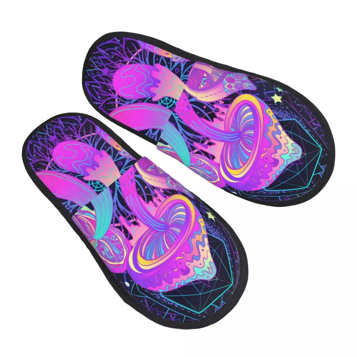 

Magic Mushrooms Trance Music Slipper For Women Men Fluffy Winter Warm Slippers Indoor Slippers