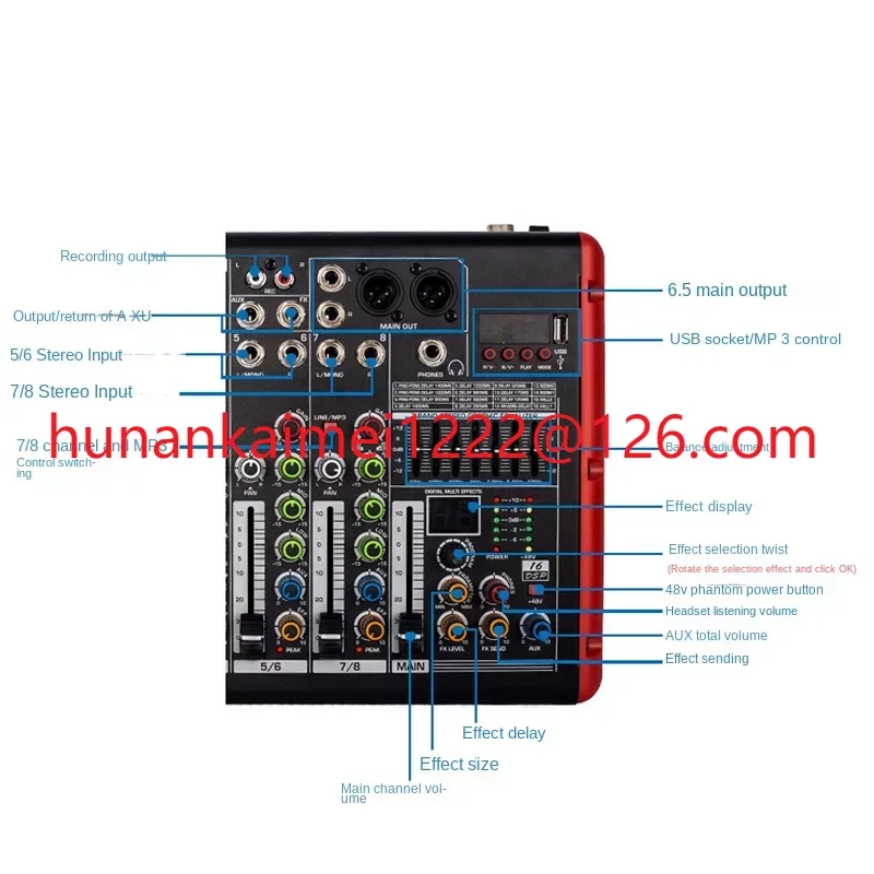 

Mixer Professional 6-Way 8-Way Bluetooth USB Balanced Household Live Singing Small Mini-Portable Pure Mixer