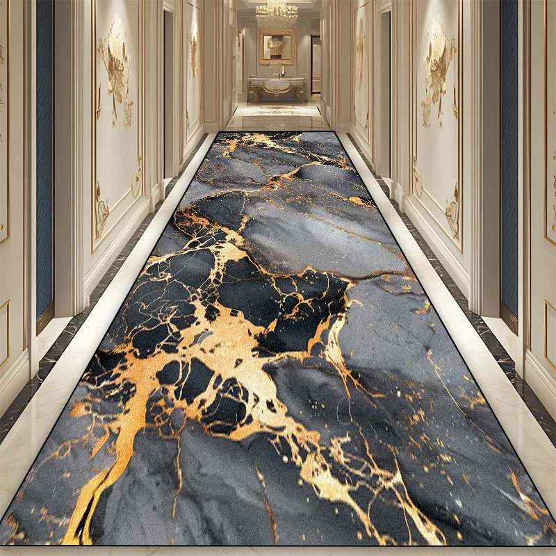 Modern Marble Hotel Promenade Carpet Corridor Home Decor Entrance Floor Rugs Customization Non-slip Washable Hallway Carpet 4