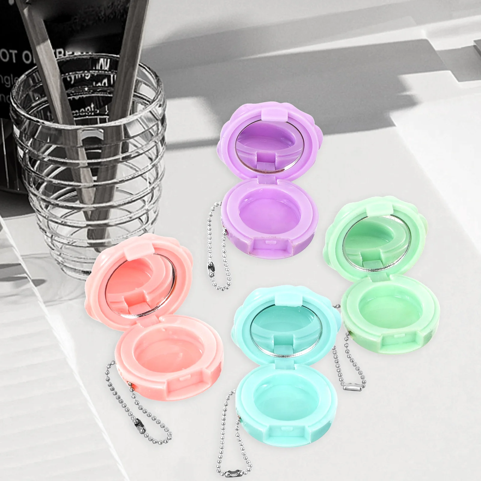 

4 Pcs Round Eye Shadow Box Travel Case Cosmetics Jar Cases for Traveling Sample Plastic Eyelash Storage