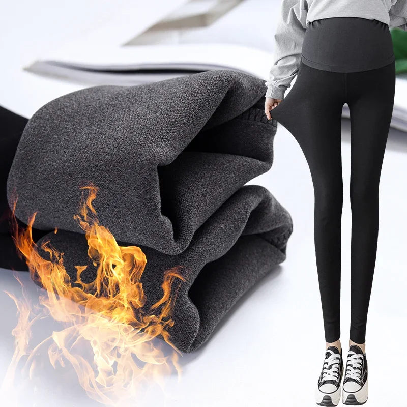 High Quality Maternity Leggings Warm Trousers Plus Pink Velvet Clothes Pregnancy Pants For Pregnant Women Thickened