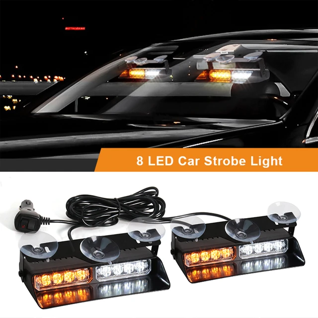 2-in-1 LED Car Strobe Lights For Emergency Flash Warning Lamp Windshield Bar  16 Beads Red Blue Amber White Auto Light Assembly - AliExpress