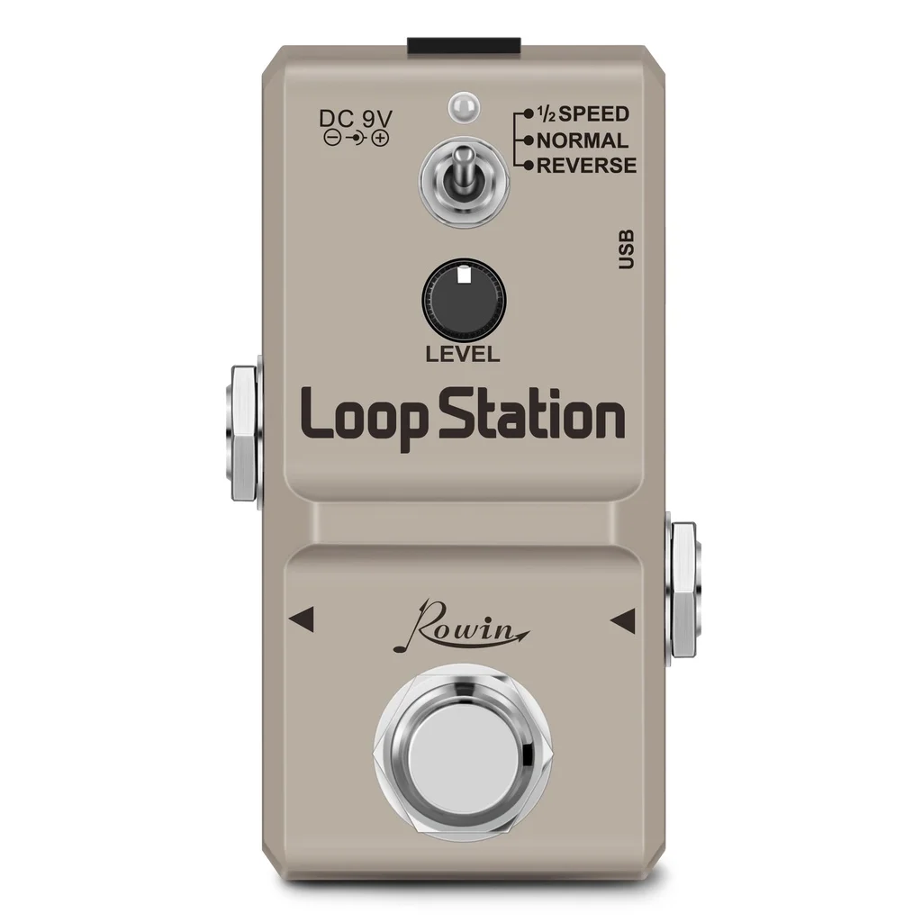Rowin Ln-332S Loop Station 48K Looper Pedal Overdubs Illimitati 10 Minuti Di Loop, 1/2 Time, Reverse Full Metal Case True Bypass