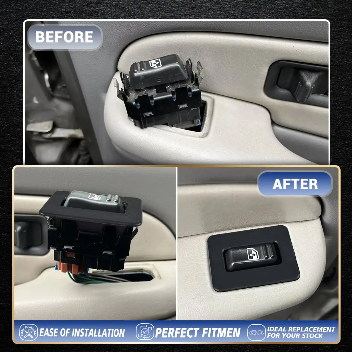 자동차 뒷 창문 스위치 트림 수리 고정 커버 패널 블랙 에스컬레이드 유콘 타호 실버라도 2000 2001 2002