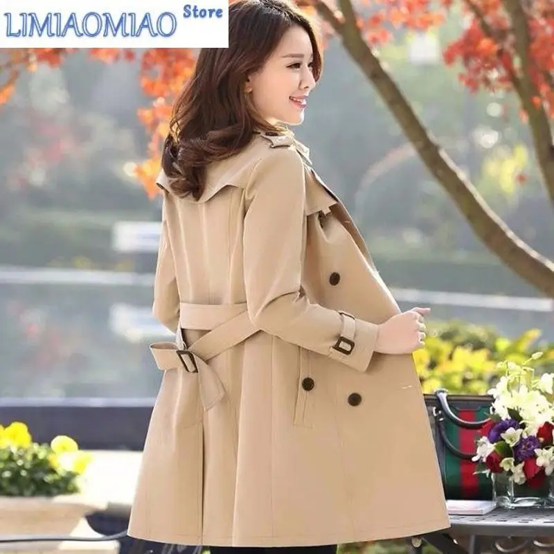 New Women Trench Coat Spring Autumn Windbreaker Female Mid-long Double-Breasted Jacket With Belt Basic Coat Cotton Outwear Belt