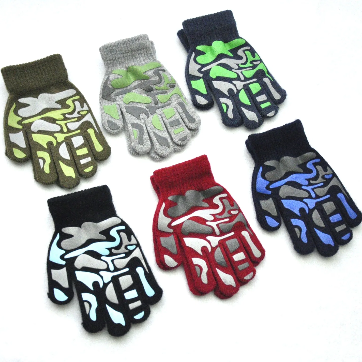Children Camouflage Anti Slip Winter Knitted Warm Gloves For 4-10Y Boys Girls Student New Mittens Outdoor Cycling Skiing Gloves 3