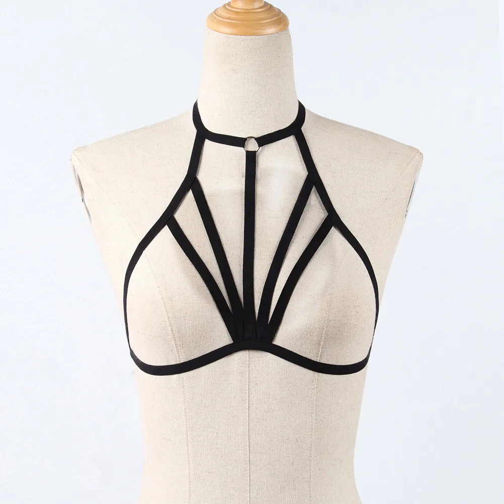 Sexy Lingerie Erotic Hollow Out Elastic Cage Bra Women's Underwear Bandage Strappy Halter Bra Exotic Costume women bra,erotic lingerie