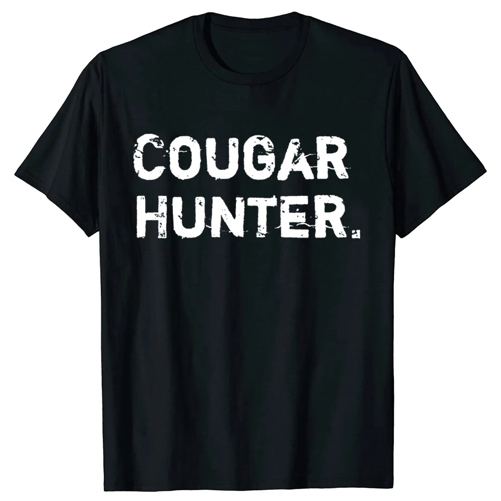Lustige Cougar Hunter Grafik-T-Shirts für Männer und Frauen, modisch, lässig, übergroß, 100 % Baumwolle, Cougar-Jagd-T-Shirt