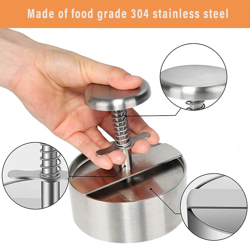 Hamburger Druk Hamburger Patty Maker 304 Rvs Varkensvlees Rundvlees Hamburgers Handpers Mal Voor Grill Bakplaat Vlees Tool