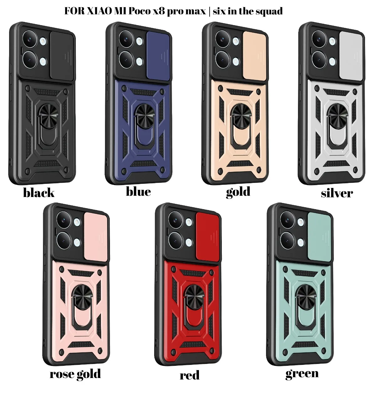 Enhanced Magnetic Ring Holder Armor Phone Case with Slide Camera Protection