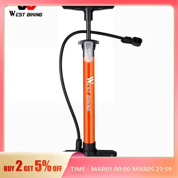 WEST BIKING 160PSI High Pressure Pump Schrader Presta MTB Bicycle Floor Pump Cycling Air Pump Tire Ball Motorcycle Car Inflator