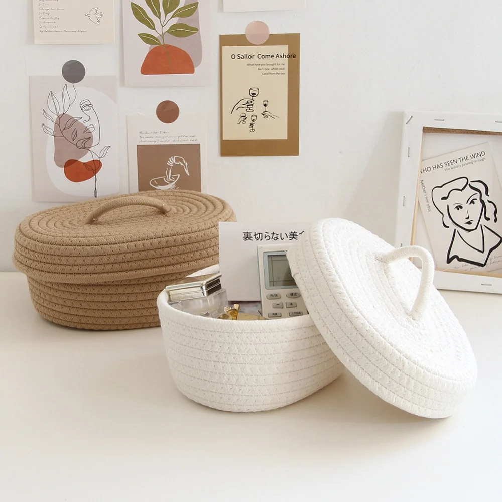 Paniers de Rangement BéBé, Panier à Linge en Corde de Coton, Boite